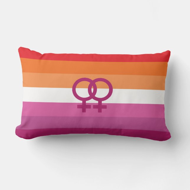 WLW Lesbian Pride Flag Lumbar Pillow (Front)