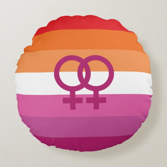 WLW Lesbian Pride Flag Round Pillow (Front)