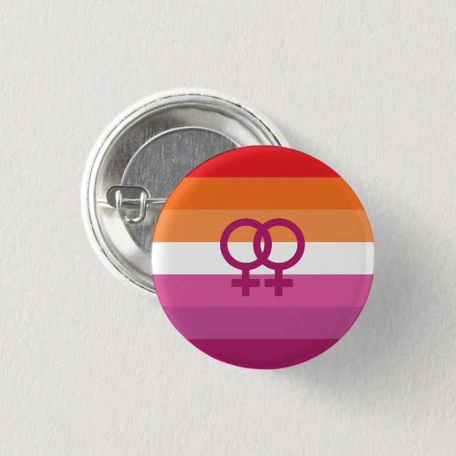 WLW Lesbian Pride Flag (Sunset) 1 Inch Round Button (Front & Back)
