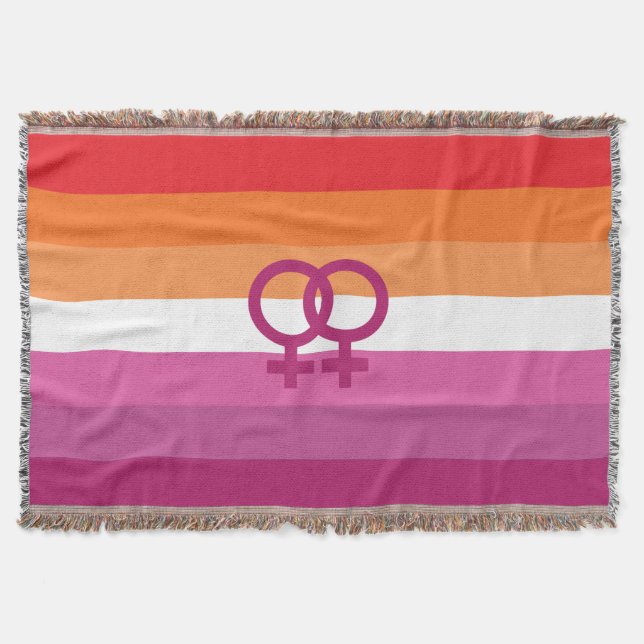WLW Lesbian Pride Flag Throw Blanket (Front)