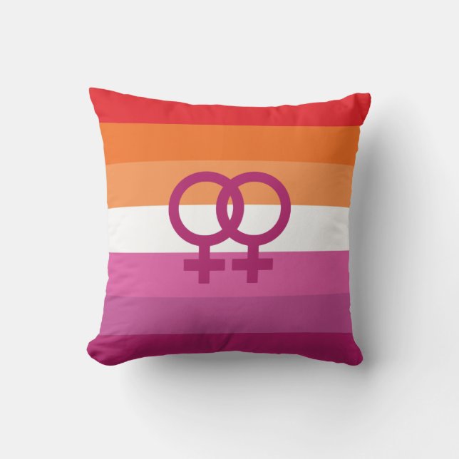 WLW Lesbian Pride Flag Throw Pillow (Front)