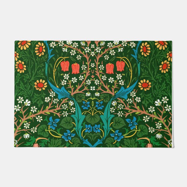 WM Morris Blackthorn Art Nouveau Pattern Doormat (Front)