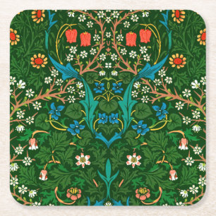 WM Morris Blackthorn Art Nouveau Pattern Square Paper Coaster