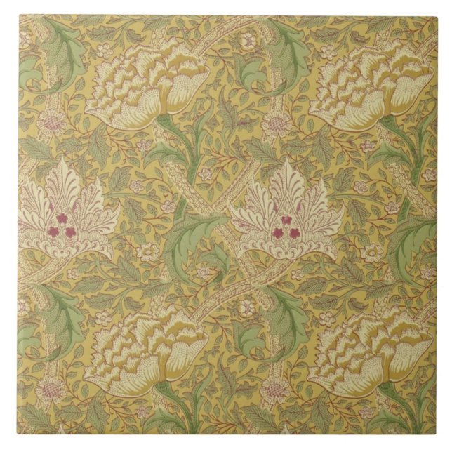 Wm Morris Classic Windrush Design Gold Multi Tile (Front)