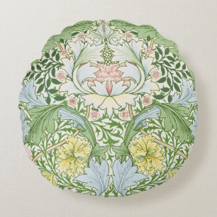 Wm Morris Myrtle Floral Art Nouveau Bright Round Pillow