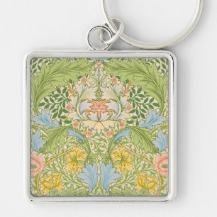 Wm Morris Myrtle Floral Art Nouveau Pastel Keychain