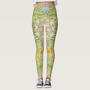 Wm Morris Myrtle Floral Art Nouveau Pastel Leggings