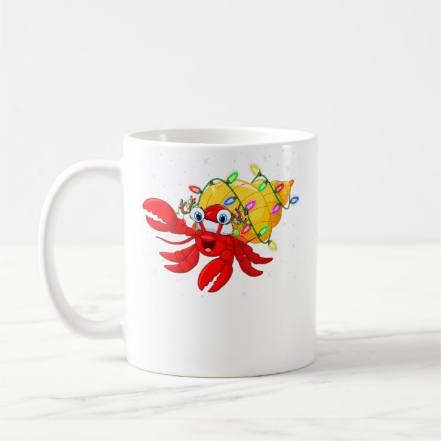 Wo Hermit Crab Lover Xmas Lighting Santa Hermit Cr Coffee Mug (Left)