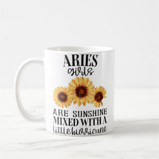 Wo Sunflower Sunshine Aries Funny Zodiac Sign Girl Coffee Mug