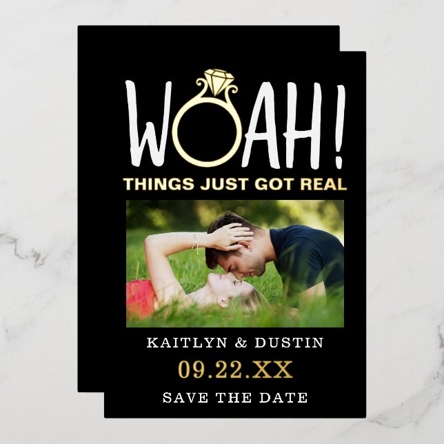 Woah Modern Photo Save The Date Real (Front/Back)