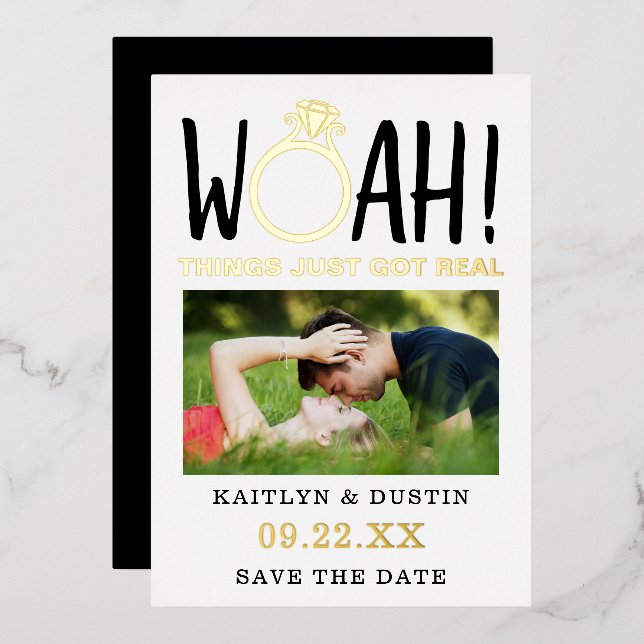 Woah Modern Photo Save The Date Real (Front/Back)