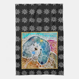 WOBBLE-ROCK Chow dog watercolor batik crate Kitchen Towel