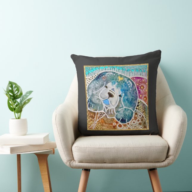 WOBBLE-ROCK Chow dog watercolor batik crate Throw Pillow (Chair)