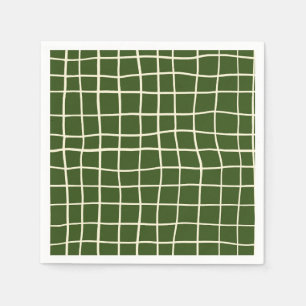 Wobbly Grid Pattern Dark Green Halloween Napkin