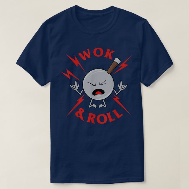 Wok And Roll Funny Wok Cooking Asian Chef  T-Shirt (Design Front)