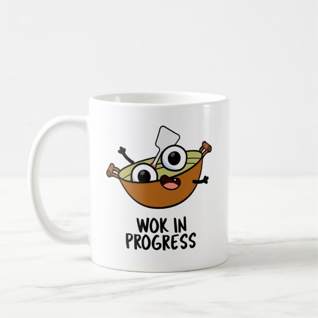 Wok In Progress Funny Cooking Pun  Coffee Mug (Left)