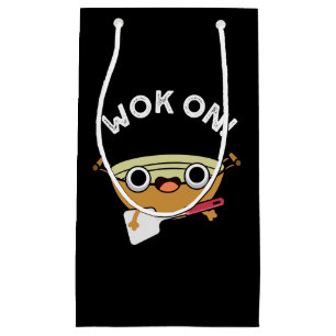 Wok On Funny Chinese Cooking Pun Dark BG Small Gift Bag