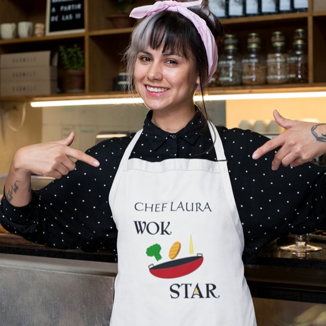 Wok Star Veggie Chef Personalized Standard Apron (Creator Uploaded)