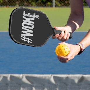 WOKE AF Distressed Hashtag Type Justice Pickleball Paddle