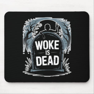Woke Is Dead Halloween Graveyard Retro Horror Zomb Mouse Pad
