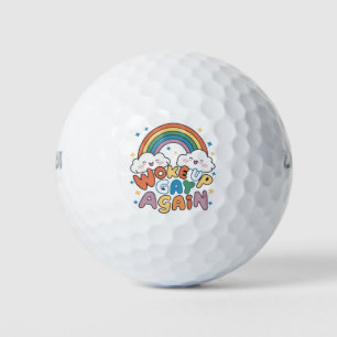 Woke Up Gay Again LGBT Pride Month Groovy  Golf Balls