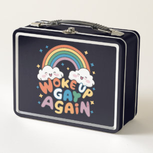 Woke Up Gay Again LGBT Pride Month Groovy  Metal Lunch Box