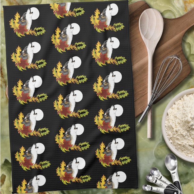 Wold Howling Moon Kitchen Towel (Creator Uploaded)