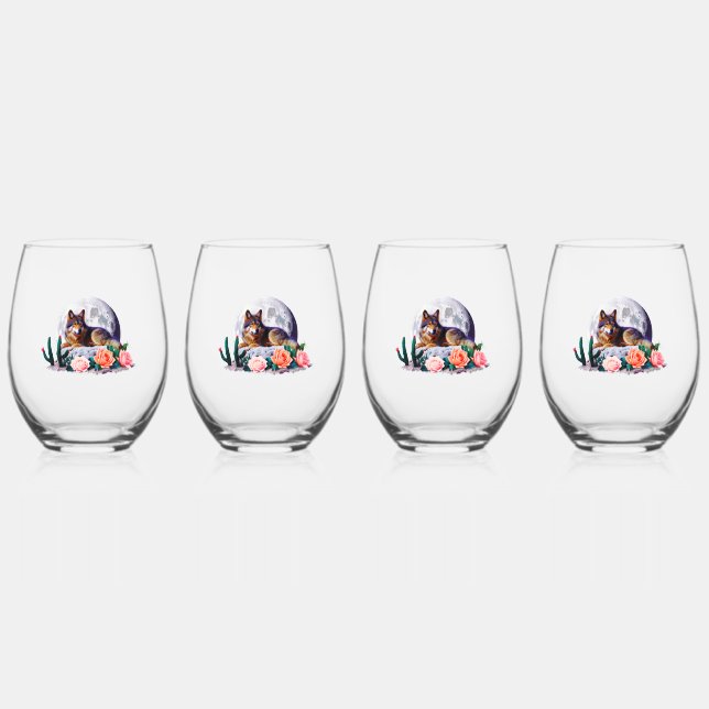 Wolf27: Stemless Wine Glass (Front)