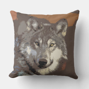 Wolf 026 throw pillow