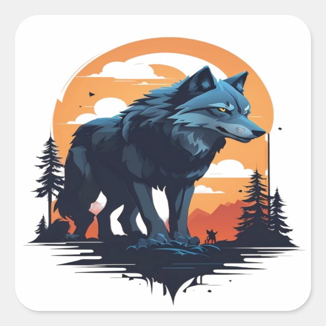 Wolf 06 square sticker (Front)