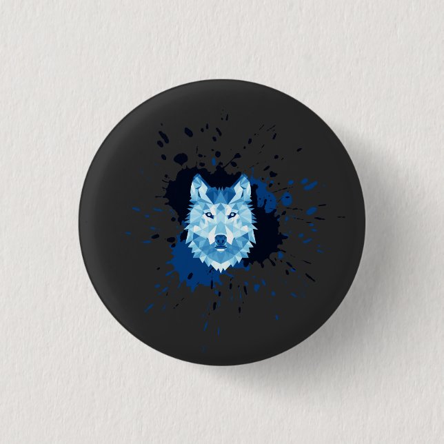 Wolf 1 Inch Round Button (Front)
