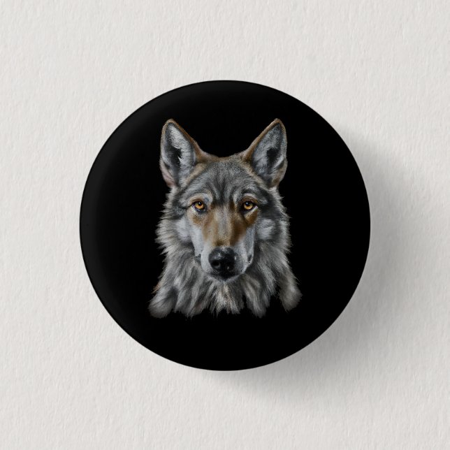 Wolf 1 Inch Round Button (Front)