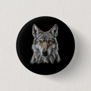 Wolf 1 Inch Round Button