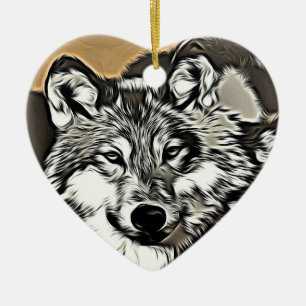 Wolf 2014-0966 ceramic ornament