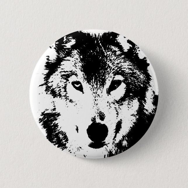Wolf 2 Inch Round Button (Front)