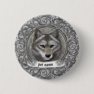 Wolf  2 inch round button