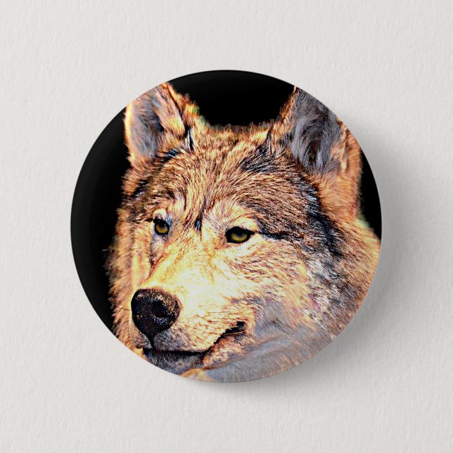 Wolf 2 Inch Round Button (Front)