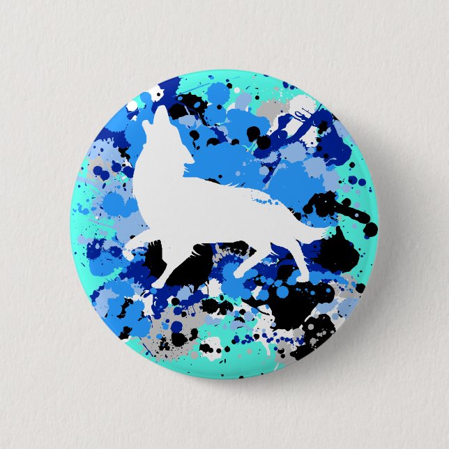 wolf 2 inch round button (Front)