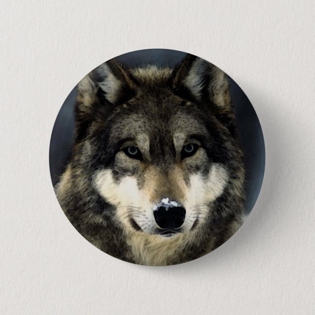 Wolf 2 Inch Round Button (Front)
