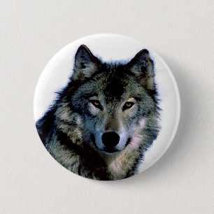 Wolf 2 Inch Round Button