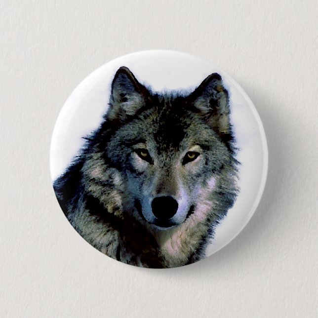 Wolf 2 Inch Round Button (Front)