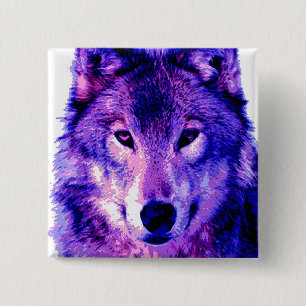 Wolf 2 Inch Square Button