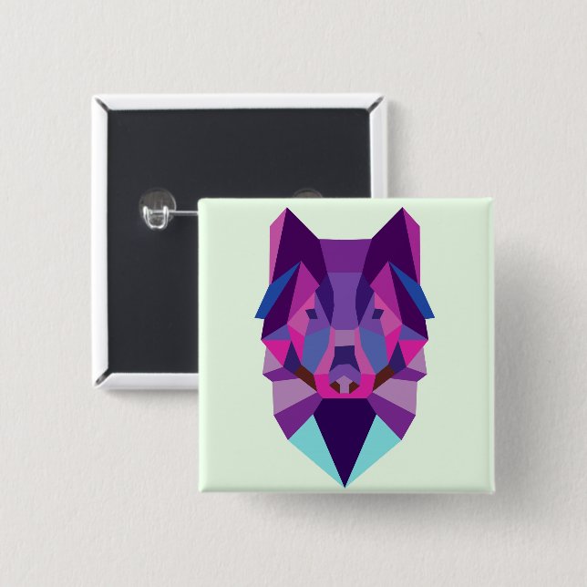 Wolf 2 Inch Square Button (Front & Back)