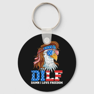 Wolf 4th Of July American Flag Howling America Moo Keychain