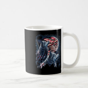 Wolf 4th Of July American Flag Howling Wolves Unde Coffee Mug