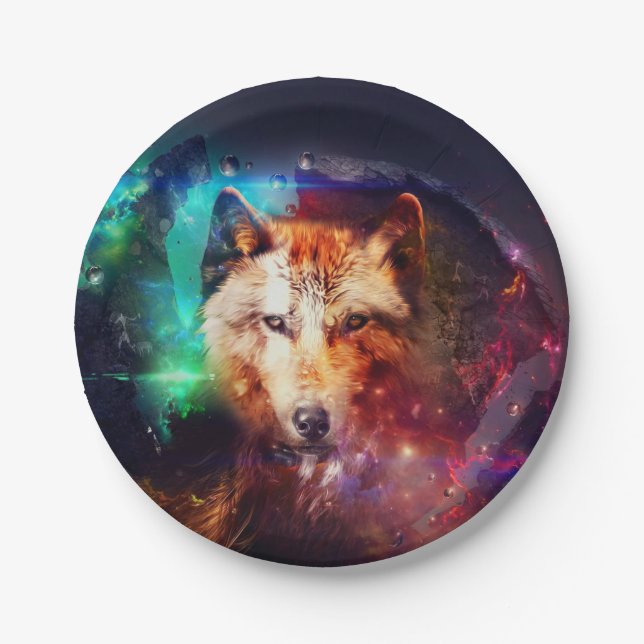 Wolf abstract painting paper plate (Front)