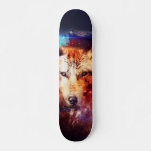 Wolf abstract painting skateboard