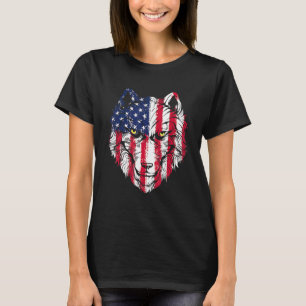 Wolf American Flag Usa 4th Of July Men Women Wolf T-Shirt