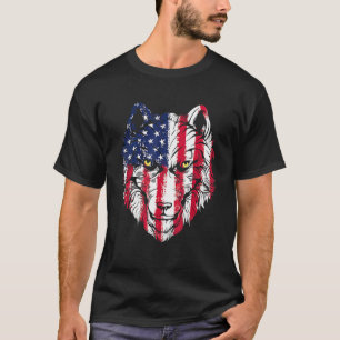 Wolf American Flag Usa 4th Of July Men Women Wolf T-Shirt