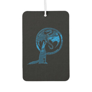 Wolf and Dragon blue black car air freshener